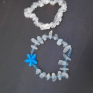 Sea glass and blue starfish braclet set